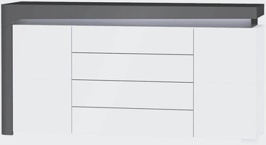 Athens Grey and White Gloss 2 Door 4 Drawer Sideboard with Lights - UK Luxury Furniture